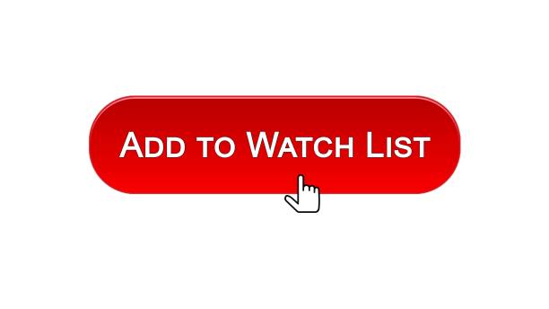 ilustrações de stock, clip art, desenhos animados e ícones de add to watch list web interface button clicked with mouse cursor, red color - auction interface icons push button buy