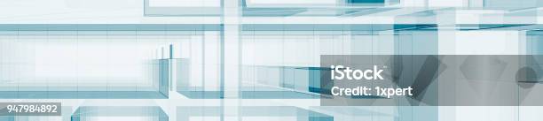 Transparent Technology 3d Rendering Stock Photo - Download Image Now - Architecture, Blue, Built Structure