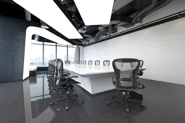 istock 3d rendering business meeting room on high rise office building 947987480
