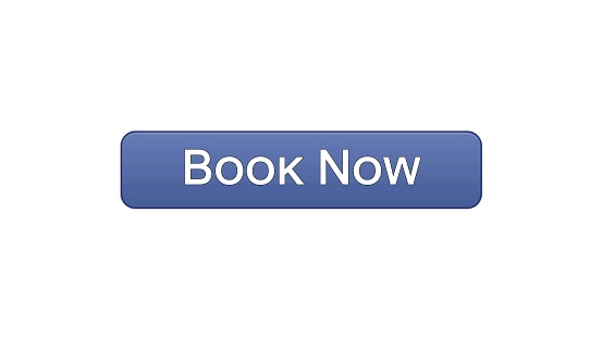 Book now web interface button violet color, flight ticket online, reservation, stock footage