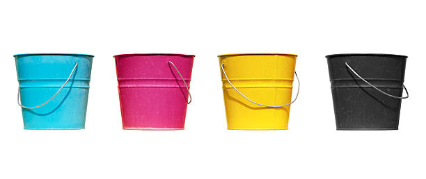 istock Four buckets of different colors (isolated) 94799278