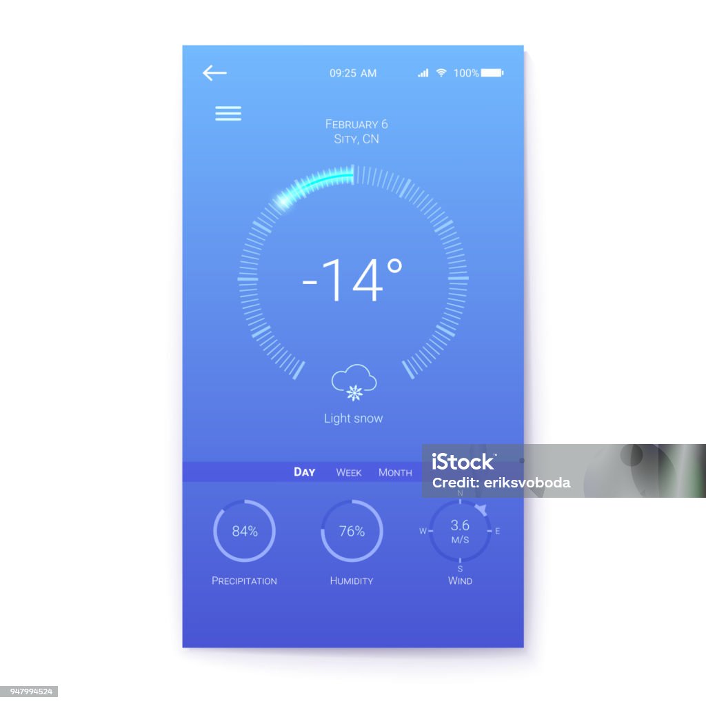 Humidity Ui Layout For Winter Weather Mobile Apps With Temperature Humidity And ...