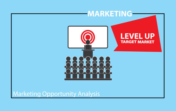 istock Level up target market, marketing opportunity analysis lecture icon 947999884
