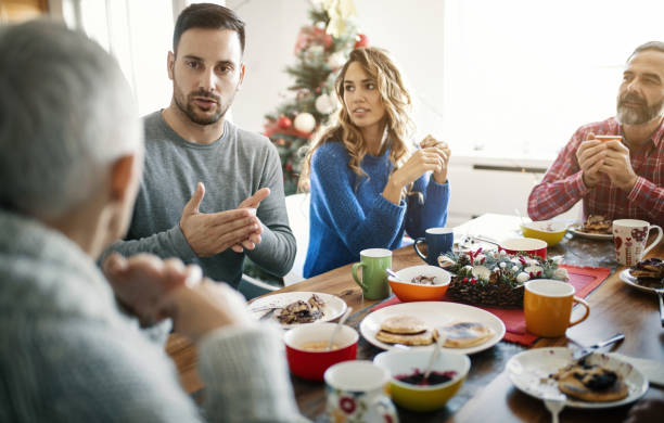 Family having lunch.