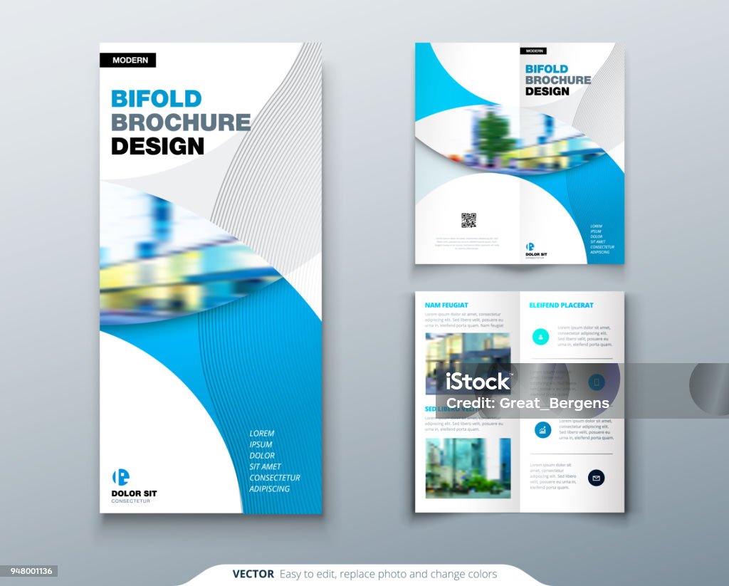 Bi-Fold Broschüre oder Flyer Design mit Kreis. Kreativkonzept Flyer oder Broschüre. - Lizenzfrei Broschüre Vektorgrafik