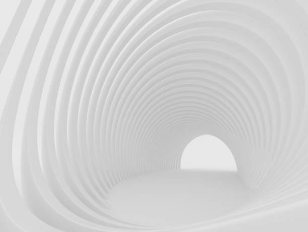 istock Abstract of white curved architectural pattern background,Concept of future modern facade design on architecture,3d rendering 948004368