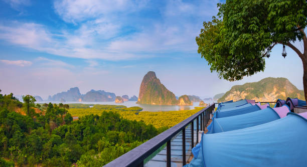 istock Limestone islands at Samet Nang Shee, famous viewpoint in Phang Nga, Thailand 948005748