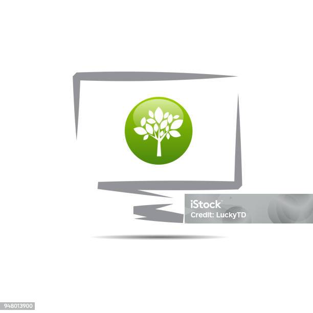 Vector Sign Computer Green Tree Stock Illustration - Download Image Now ...