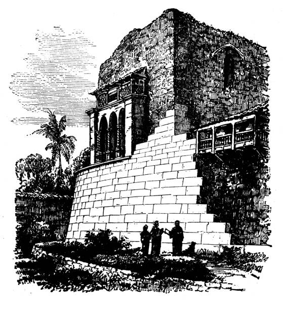 Antique engraving illustration: Temple of the Sun, Cuzco, Peru Antique engraving illustration: Temple of the Sun, Cuzco, Peru temple of the sun machu picchu stock illustrations