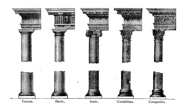 ilustrações, clipart, desenhos animados e ícones de antiga gravura ilustração: capitais de coluna - doric