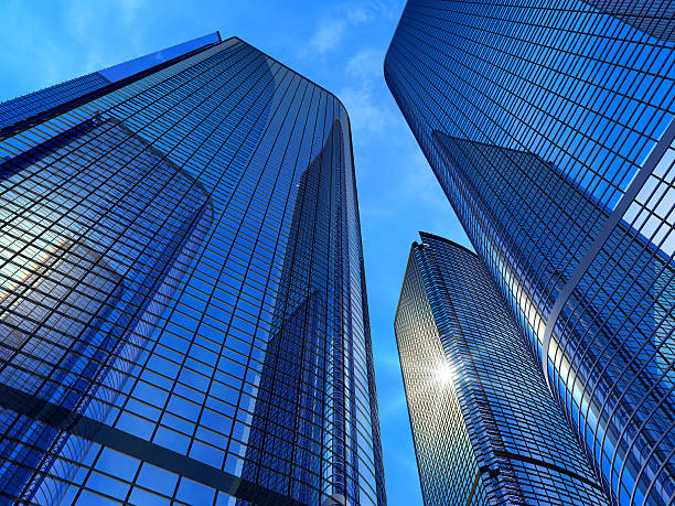 istock Looking up at business skyscrapers 94803684