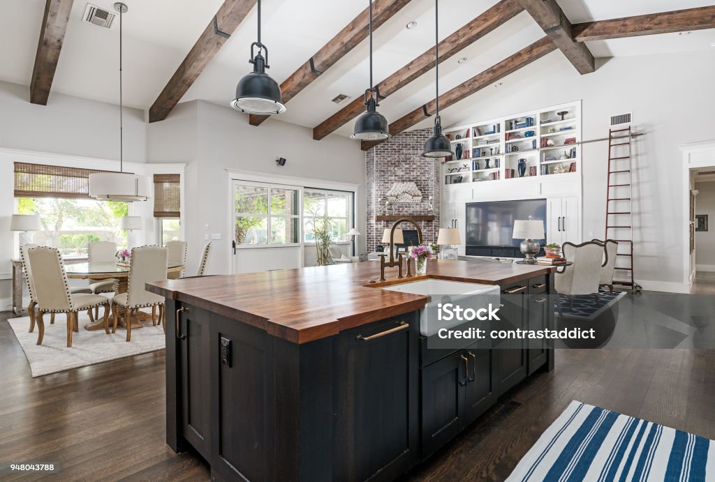 Modern Kitchen Color photo of a beautiful modern kitchen. Home Interior Stock Photo