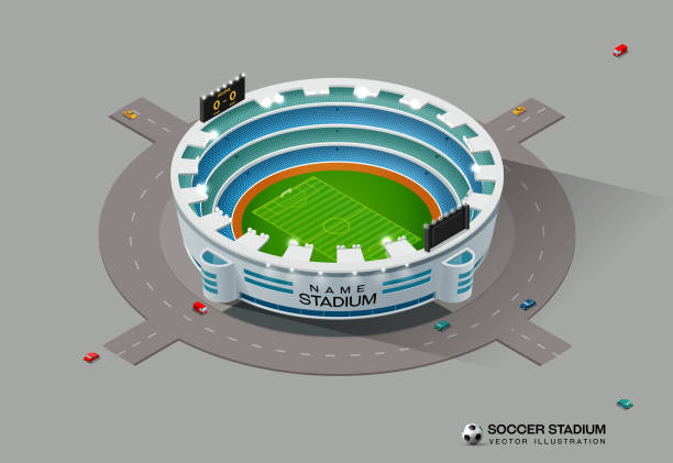 ilustrações, clipart, desenhos animados e ícones de estádio de futebol isométrica - mapa brazil 3d