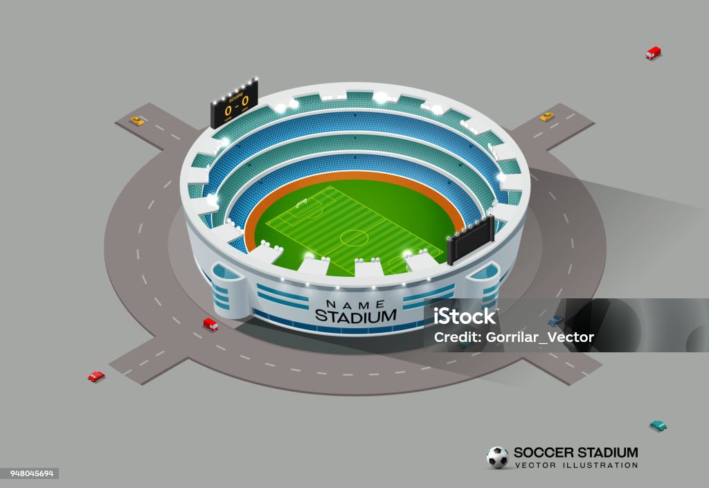isometric soccer stadium isometric soccer stadium vector Stadium stock vector