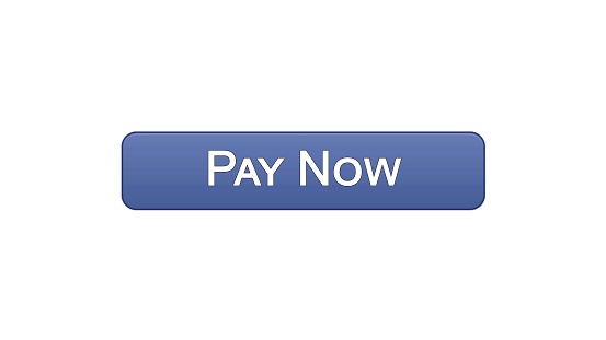 Pay now web interface button violet color, online banking service, shopping, stock footage