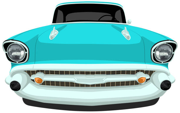 1957 Classic American Car - Front View Vector illustration saved in 16 labeled layers for easy editing, if desired. audi stock illustrations