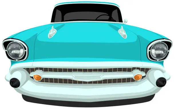 Vector illustration of 1957 Classic American Car - Front View