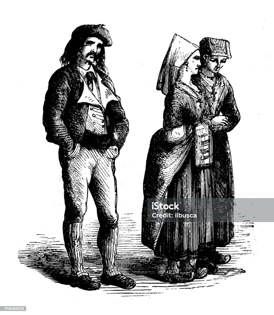 Antique engraving illustration: Basque People Basque People stock illustration