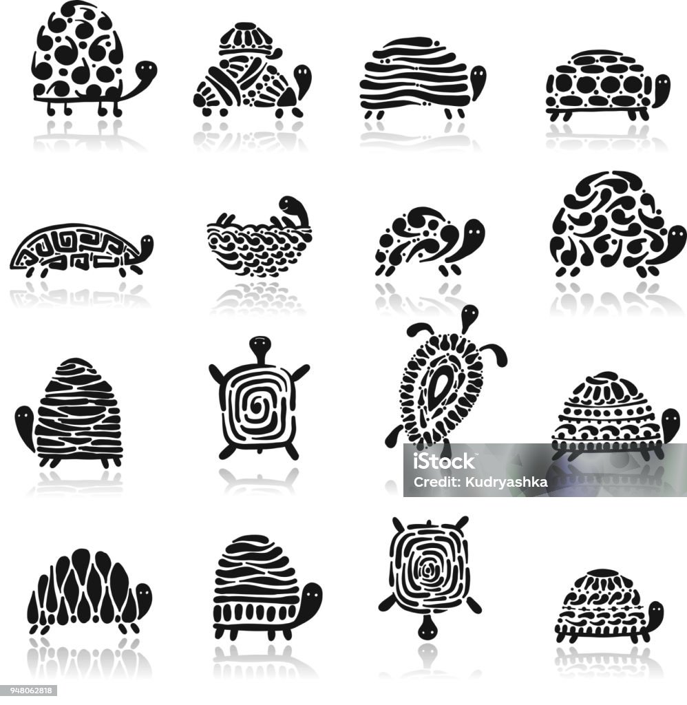 Basic Turtle Symbol Turtle Symbol Set For Your Design Stock Illustration - Download Image ...