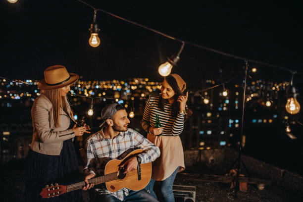 istock Friends drinking and partying on the rooftop 948069798