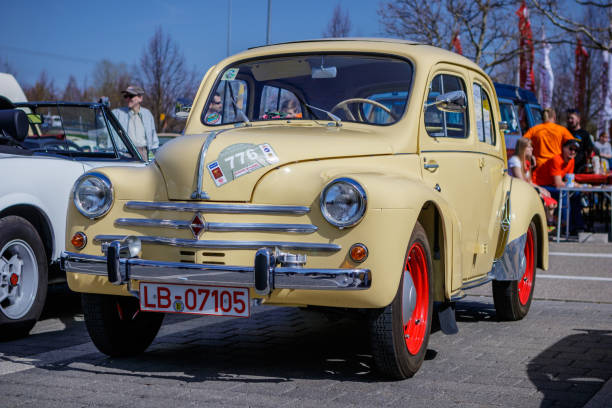 Renault 4CV oldtimer car Ludwigsburg, Germany - April 8, 2018: Renault 4CV oldtimer car at the 2018 Retro Season Opener meeting and show. ludwigsburg photos stock pictures, royalty-free photos & images