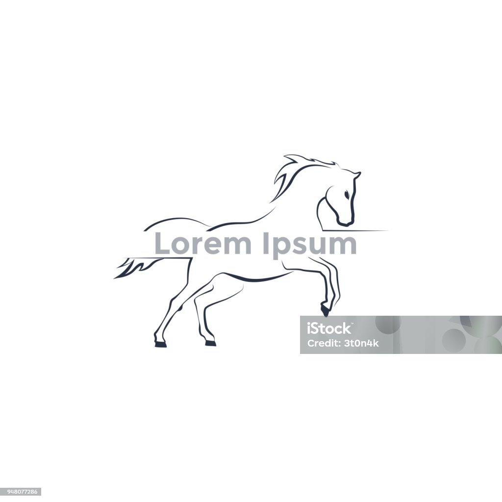 running horse, contour running horse, contour  Vector Illustration Horse stock vector