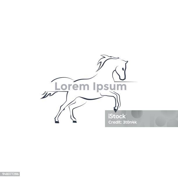Running Horse Contour Stock Illustration - Download Image Now - Horse, Logo, Line Art