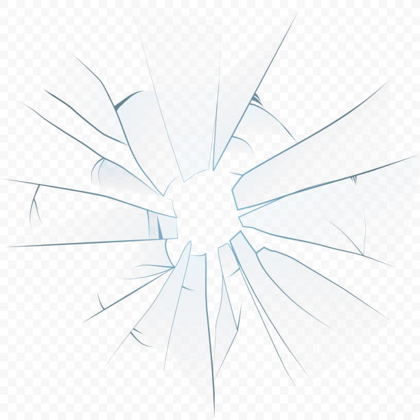 ilustrações de stock, clip art, desenhos animados e ícones de vector cracked crushed realistic glass on the transperant alpha background. - bullet hole illustrations