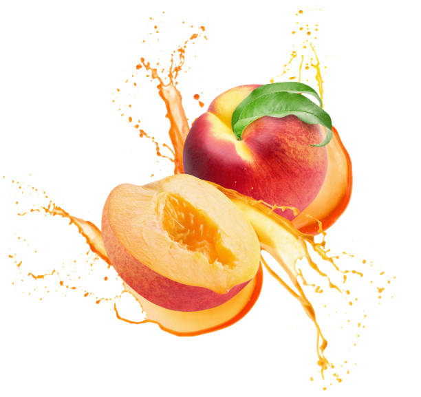 istock peaches in juice splash isolated on a white background 948096020