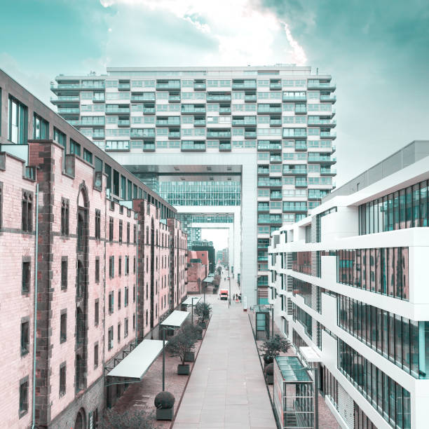 istock Modern business center on blue sky background in Cologne, Germany 948101526