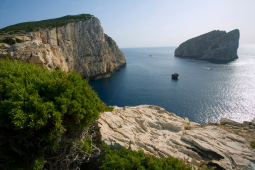 Stunning view of granite reefs and emerald sea of Lavezzi Island, Corsica, France