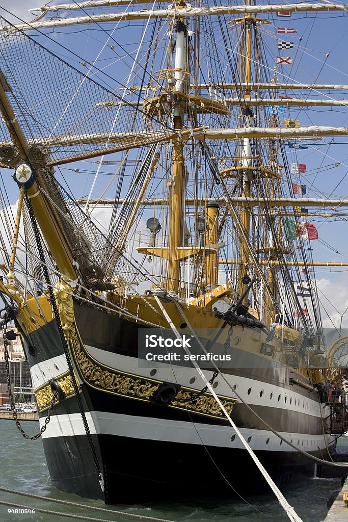 classical tall ship  Bunting Stock Photo