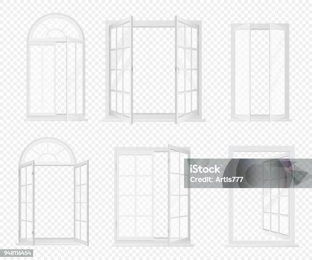 Vector Set Of Realistic Windows Isolated On The Alpha Transperant Background Stock Illustration - Download Image Now