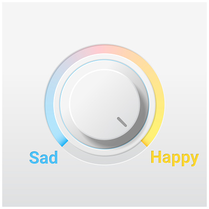 Emotional background with sad and happy switch control knob , vector , illustration