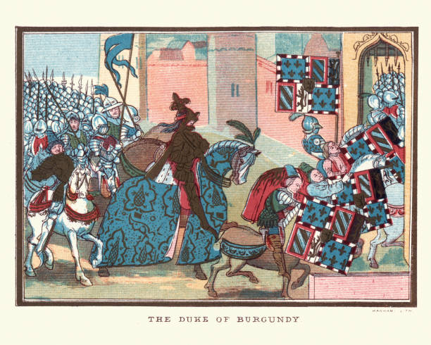 필립 부르고뉴와 그의 군대의 대담한 공작 - duke stock illustrations