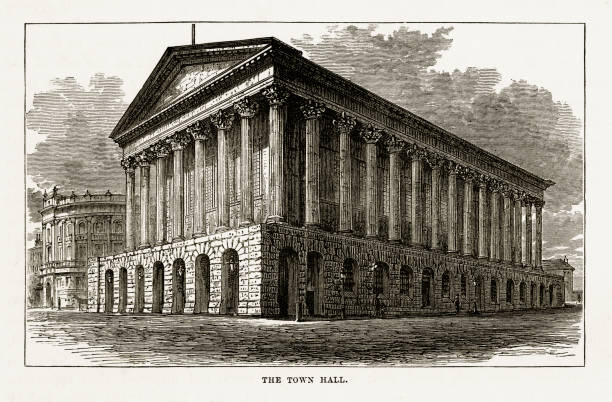 istock Town Hall, Birmingham, Midlands, England Victorian Engraving, 1840 948128758