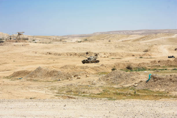 Negev Israel April 14, 2018 View of a Israeli army base in the Negev desert morning