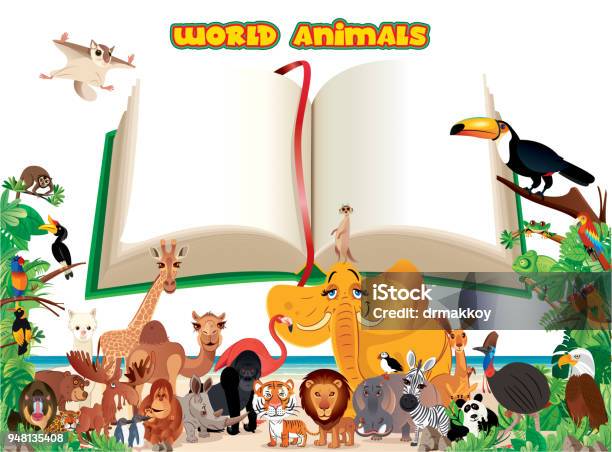 Word Animals And Book Stock Illustration - Download Image Now - Africa,  Animal, Ape - iStock