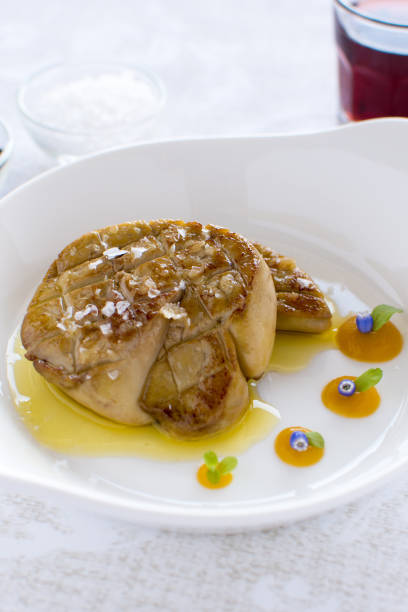 istock Foie Gras with Apple Sauce. Fried Goose Liver. 948136214