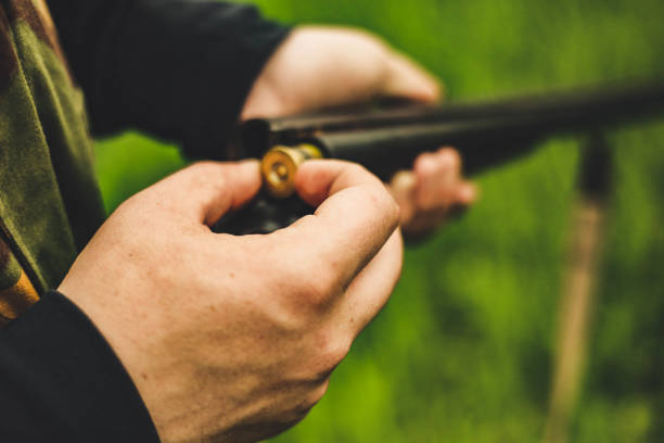 istock Man carrying sniper and cartridge in wilderness 948143360
