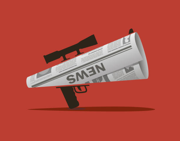 ilustrações de stock, clip art, desenhos animados e ícones de information is a weapon - violence newspaper crime newspaper headline