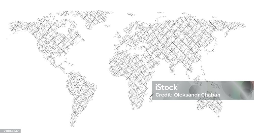 Intersecting Map World Map In Form Intersecting Lines Stock Illustration - Download ...