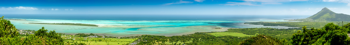 Detailed panorama of the south coast of Mauritius