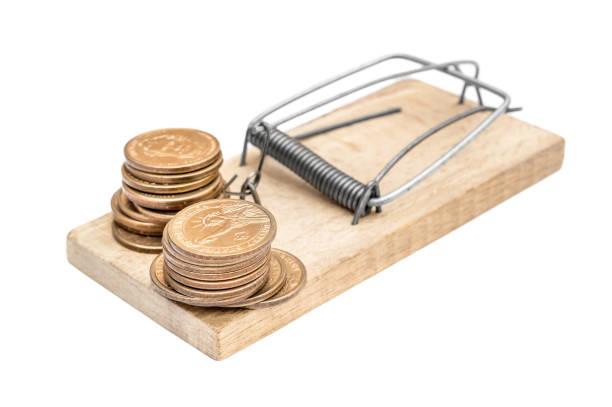 istock Trap with coins on white background. Business and financial risk concept. 948158376