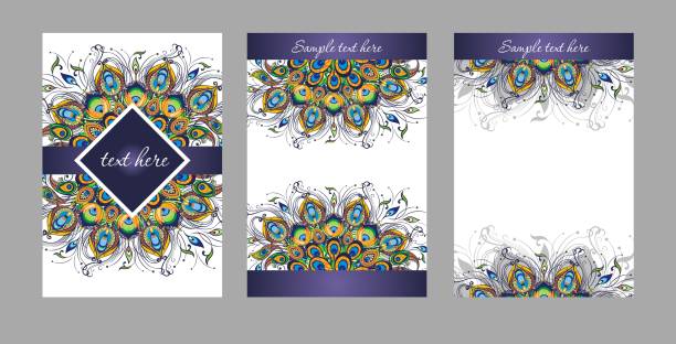 павлин перья - pattern peacock multi colored decoration stock illustrations