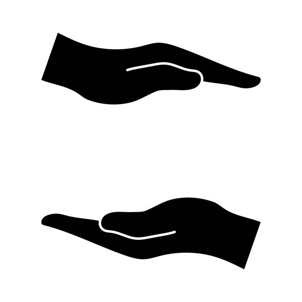 zwei hände. das konzept etwas zu schützen - handfläche stock-grafiken, -clipart, -cartoons und -symbole