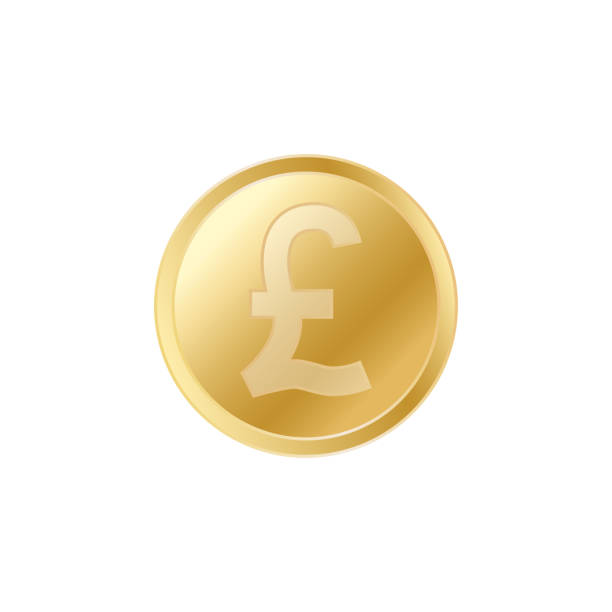 istock Golden British pounds coin. Realistic lifelike gold pound coin. 948177864