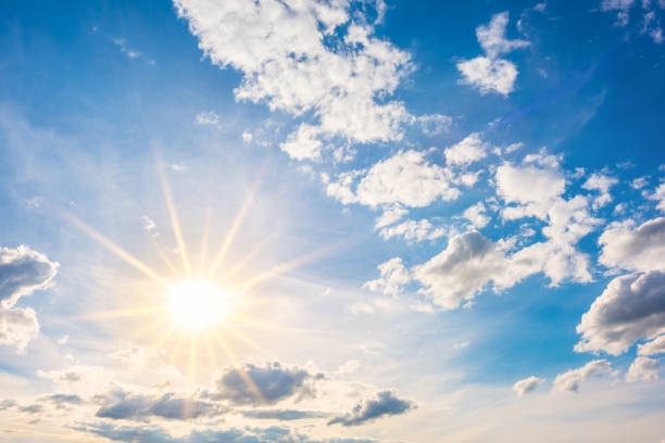 istock Wonderful blue sky with white clouds and bright sun 948177962