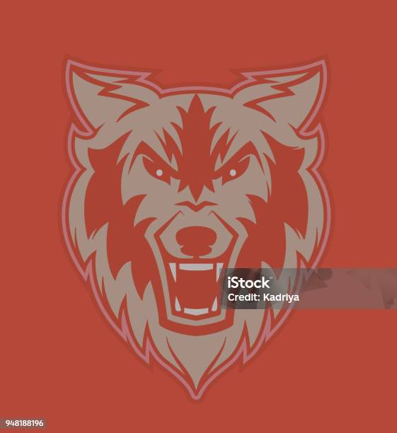 Wolf Grining Head Illustration Stock Illustration - Download Image Now - Wolf, Anger, Head