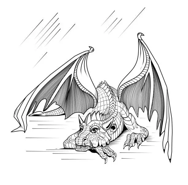 Vector illustration of Resting dragon